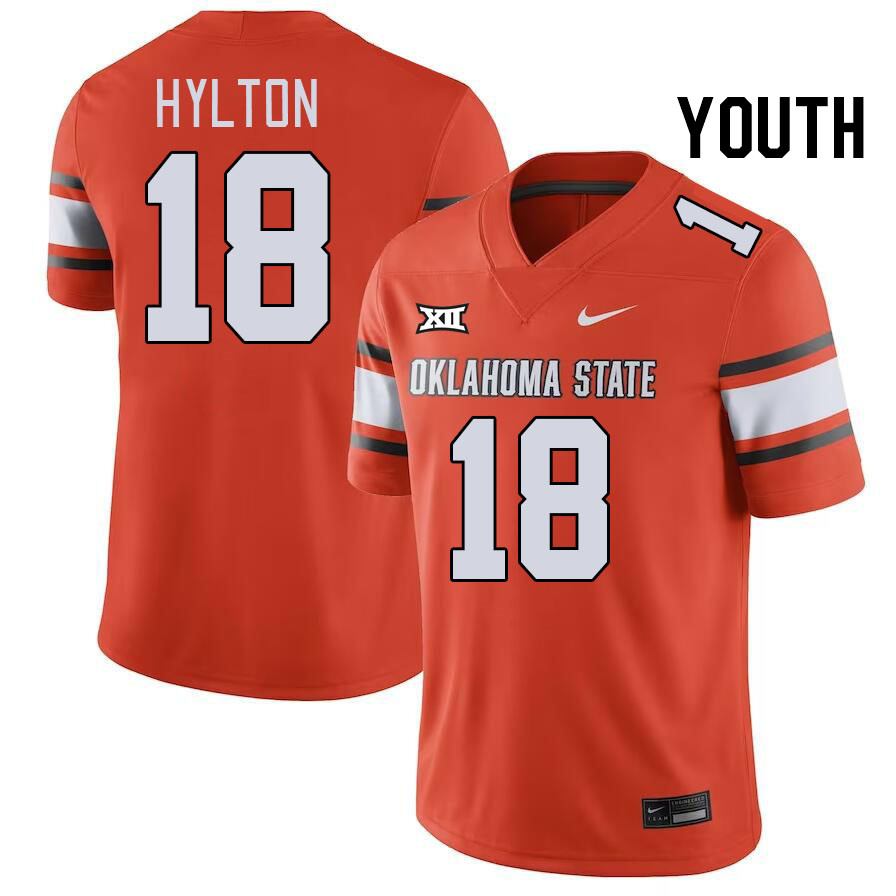 Youth #18 Kobe Hylton Oklahoma State Cowboys College Football Jerseys Stitched-Orange